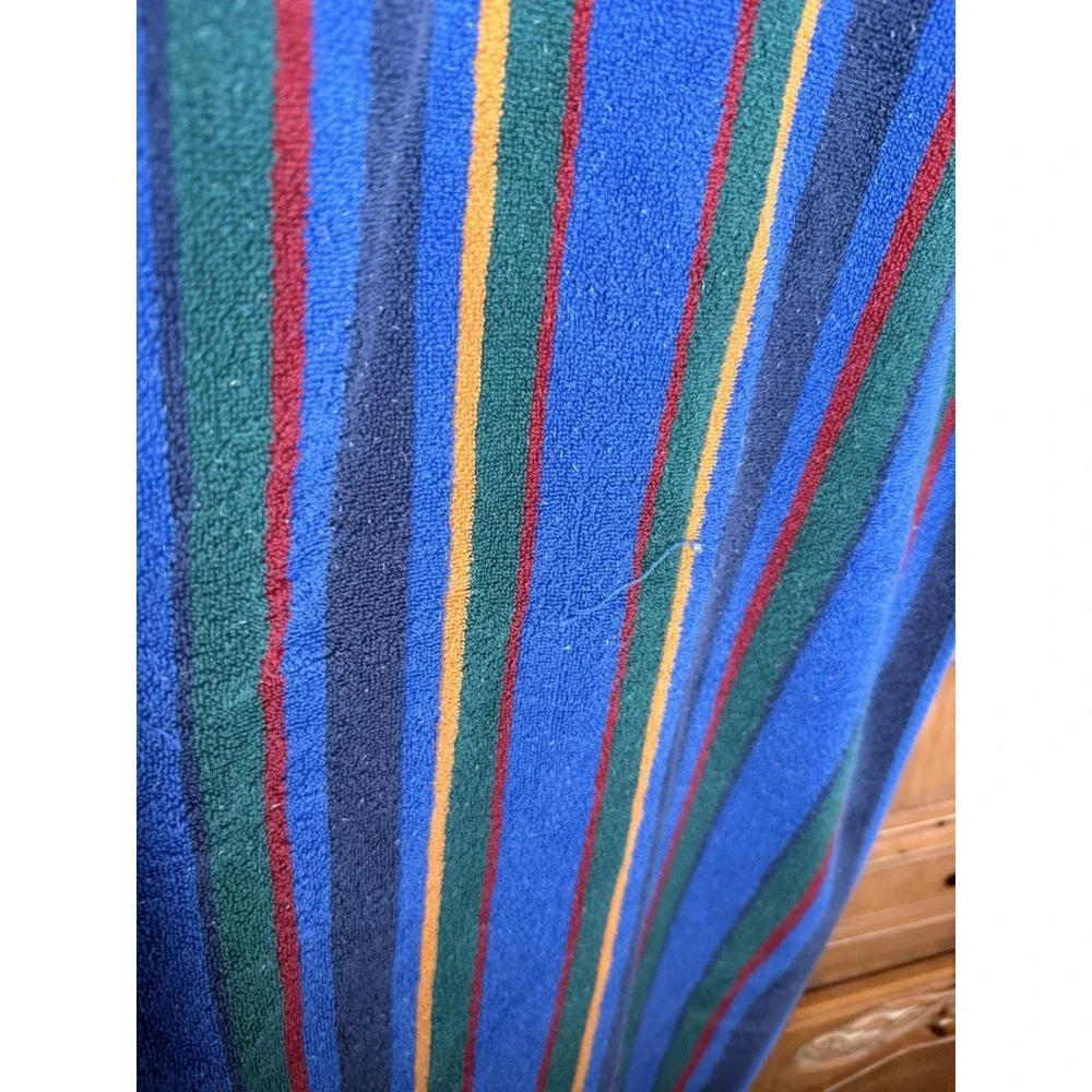 Vintage Retro 90s Beach Towel Golf Balls & Tees Plush Stripes Blue Green Yellow
